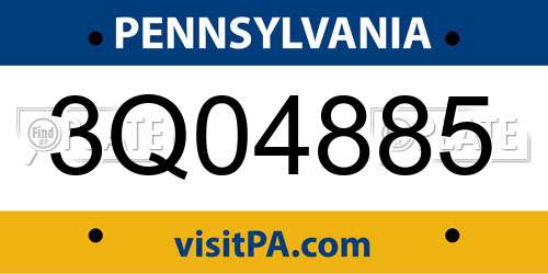 3Q04885 Pennsylvania License Plate
