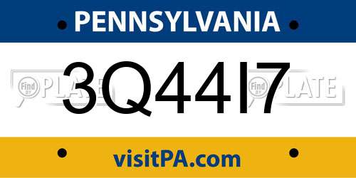 3Q44I7 Pennsylvania License Plate