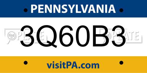 3Q60B3 Pennsylvania License Plate