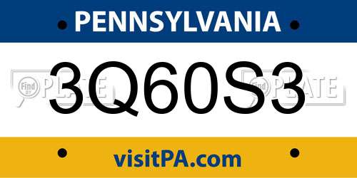 3Q60S3 Pennsylvania License Plate