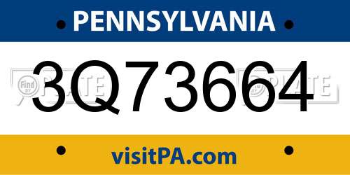 3Q73664 Pennsylvania License Plate