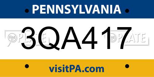 3QA417 Pennsylvania License Plate