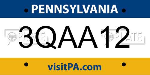 3QAA12 Pennsylvania License Plate