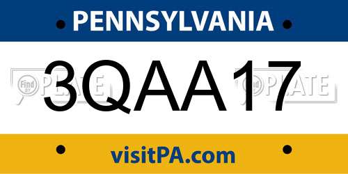 3QAA17 Pennsylvania License Plate