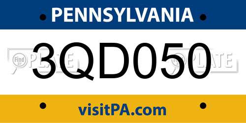 3QD050 Pennsylvania License Plate