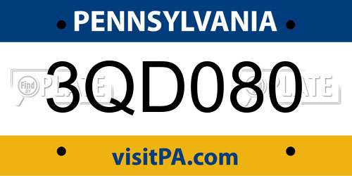 3QD080 Pennsylvania License Plate