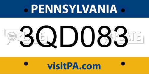 3QD083 Pennsylvania License Plate