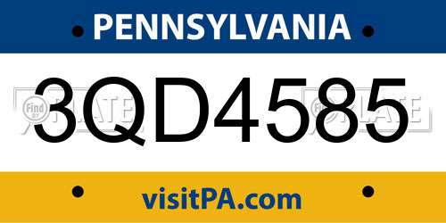 3QD4585 Pennsylvania License Plate