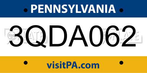 3QDA062 Pennsylvania License Plate