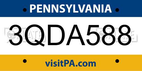 3QDA588 Pennsylvania License Plate