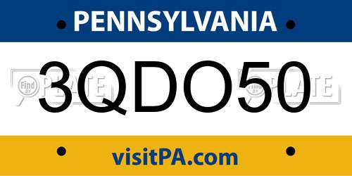 3QDO50 Pennsylvania License Plate