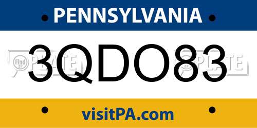 3QDO83 Pennsylvania License Plate