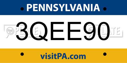 3QEE90 Pennsylvania License Plate