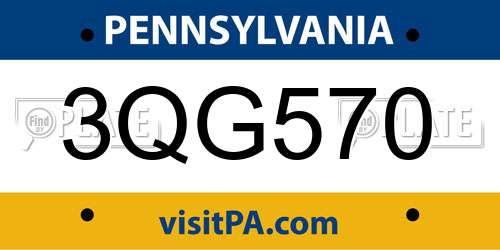 3QG570 Pennsylvania License Plate