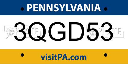 3QGD53 Pennsylvania License Plate