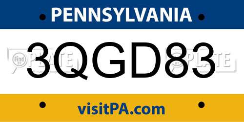 3QGD83 Pennsylvania License Plate