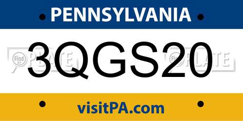 3QGS20 Pennsylvania License Plate