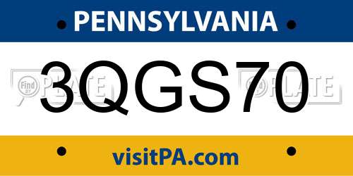 3QGS70 Pennsylvania License Plate
