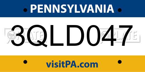3QLD047 Pennsylvania License Plate