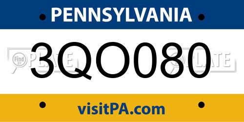 3QO080 Pennsylvania License Plate