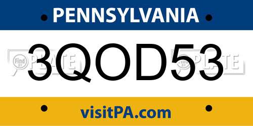 3QOD53 Pennsylvania License Plate