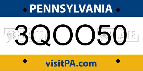 3QOO50 Pennsylvania License Plate