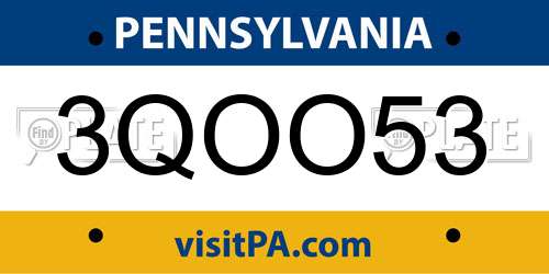 3QOO53 Pennsylvania License Plate
