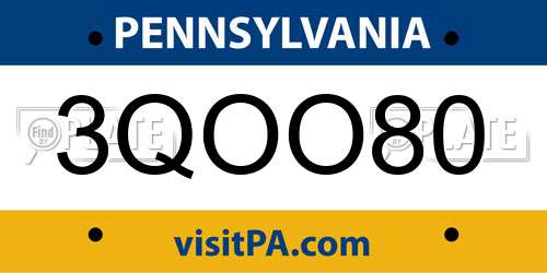 3QOO80 Pennsylvania License Plate