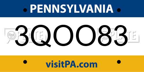 3QOO83 Pennsylvania License Plate