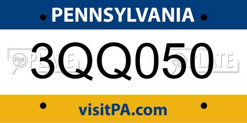3QQ050 Pennsylvania License Plate