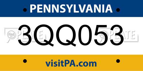 3QQ053 Pennsylvania License Plate