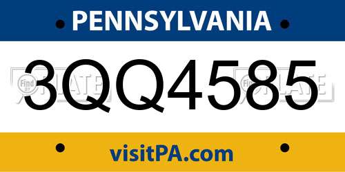 3QQ4585 Pennsylvania License Plate