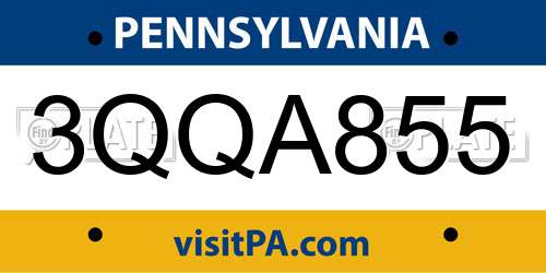 3QQA855 Pennsylvania License Plate