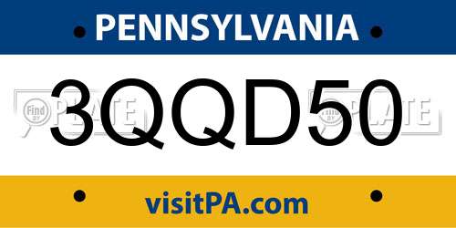 3QQD50 Pennsylvania License Plate