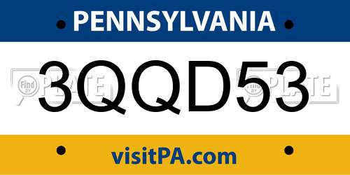 3QQD53 Pennsylvania License Plate