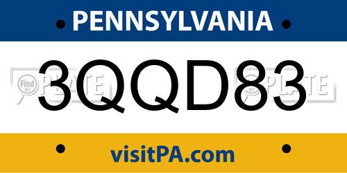 3QQD83 Pennsylvania License Plate