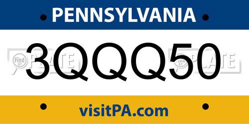 3QQQ50 Pennsylvania License Plate