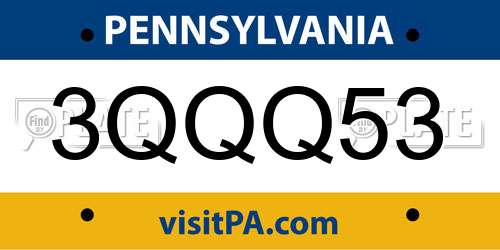 3QQQ53 Pennsylvania License Plate