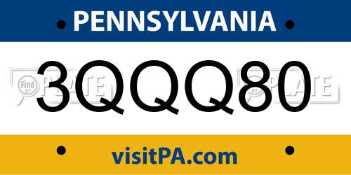 3QQQ80 Pennsylvania License Plate