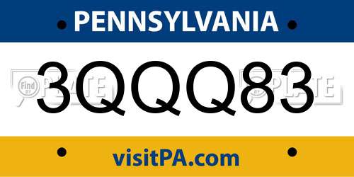 3QQQ83 Pennsylvania License Plate