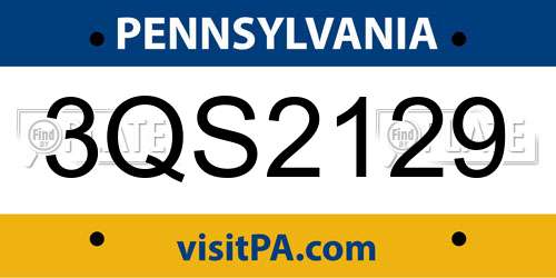 3QS2129 Pennsylvania License Plate