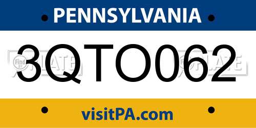 3QTO062 Pennsylvania License Plate
