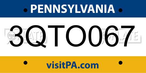 3QTO067 Pennsylvania License Plate