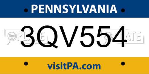 3QV554 Pennsylvania License Plate