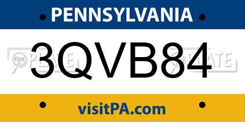 3QVB84 Pennsylvania License Plate