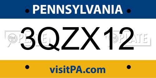 3QZX12 Pennsylvania License Plate
