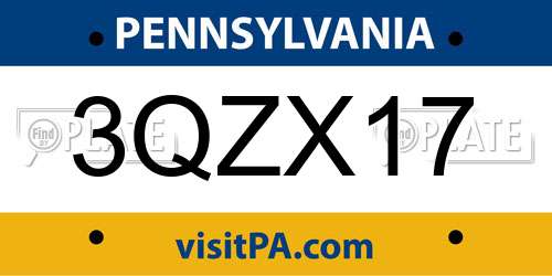 3QZX17 Pennsylvania License Plate