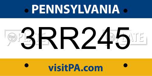 3RR245 Pennsylvania License Plate