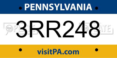 3RR248 Pennsylvania License Plate