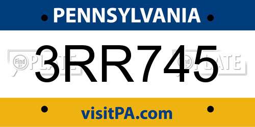 3RR745 Pennsylvania License Plate
